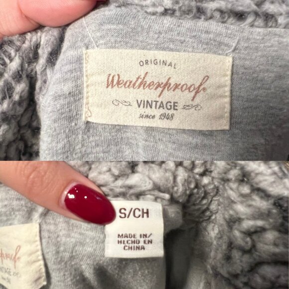 Weatherproof Vintage Grey Sherpa Quarterzip Sweatshirt Size Small Unisex - Picture 3 of 4